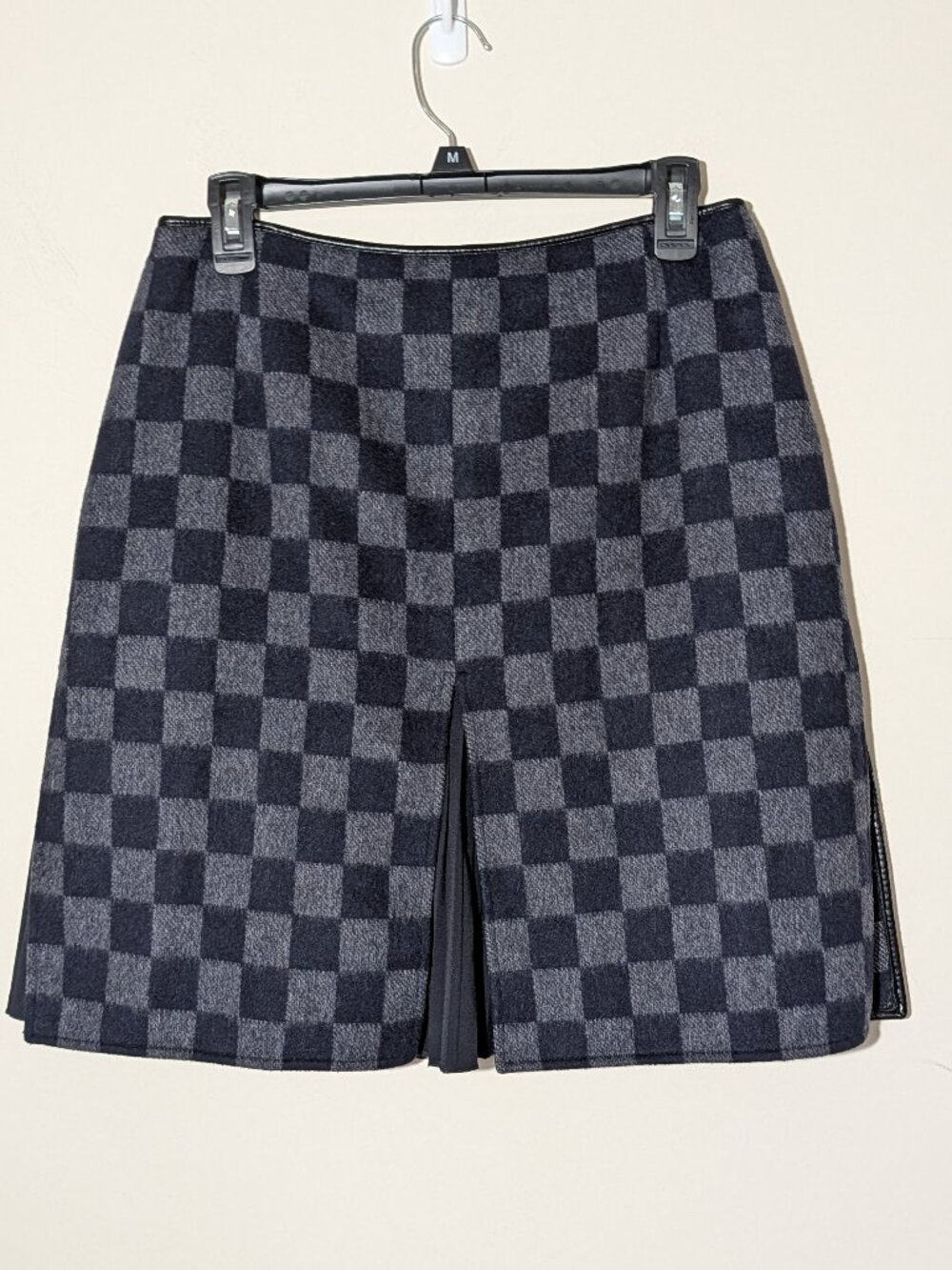 Per Se Y2K Vintage Wool Blend Checkboard Pleated Mini Skirt Size 8 Grey Black